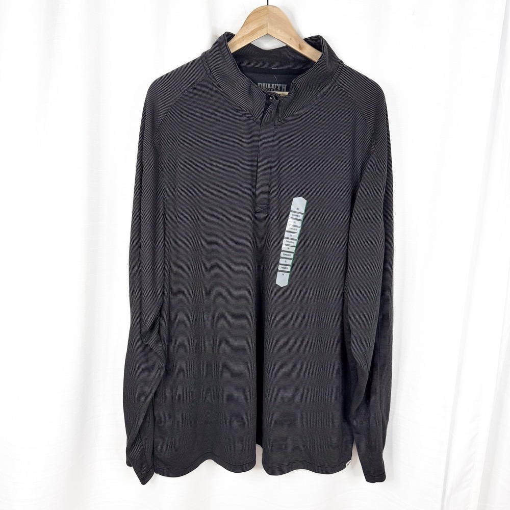 Duluth Trading Co Mens 2XL Quarter Zip Pullover NWT Gray Black Performance Top